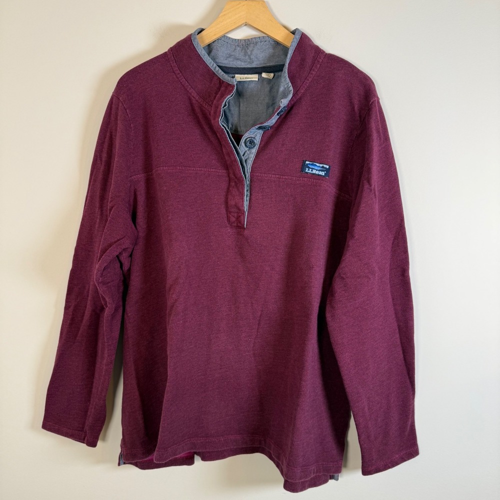 L.L.Bean Classic 1/4 Quarter Button Up Pullover Sweatshirt Jacket 2X 100% Cotton